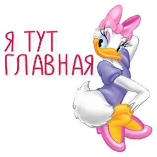 😎 Daisy Duck Я тут главная Daisy Duck, Kartun, Disney, Perempuan, Bebek, Animasi telegram sticker