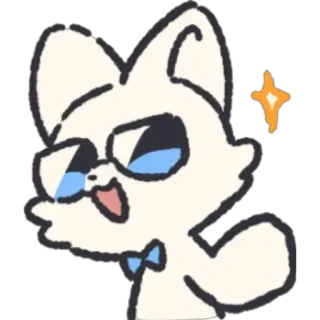 😎 Kartun, Kucing, Kacamata, Dasi kupu-kupu, Lucu, Berkilau telegram sticker