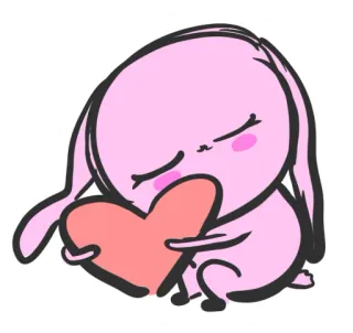 ❤️ coelho, coração, amor, fofo, rosa, animal telegram sticker