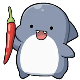 ⭐ cute, dolphin, chili pepper, cartoon, kawaii, animal, food whatsapp sticker