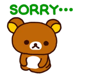 🙁 SORRY... ขอโทษ, หมี, การ์ตูน telegram sticker