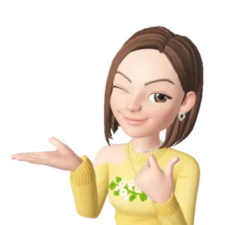 💁‍♀ Cartoon, Avatar, Frau, Zwinkern, Zeigen telegram sticker