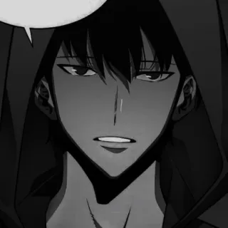 ⚓️ anime, manga, hoodie, portrait, face, black and white telegram sticker