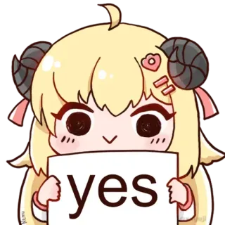 ✅ yes sim, concordo, afirmativo, aprovação, personagem, ovelha, fofo whatsapp sticker