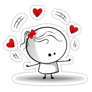 ❤ cœur, amour, dessin animé, fantaisiste, mignon, fille telegram sticker