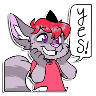 👍 yes! Furry, Cartoon, Antropomorf, Ja, Vrolijk, Glimlach whatsapp sticker