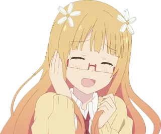 😅 Anime, Garota, Fofo, Desenho animado, Óculos, Flor telegram sticker