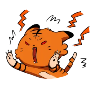 🐯 호랑이, 화난, 만화, 동물, 표정 telegram sticker