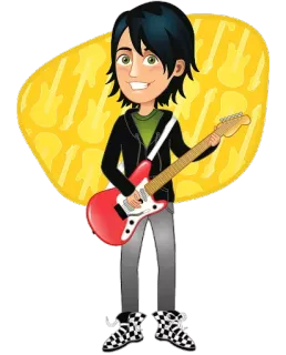 🎸 guitare, musicien, dessin animé, musique, guitariste, rock telegram sticker