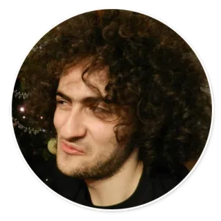 😏 homem, retrato, cabelo cacheado, pessoa, rosto telegram sticker