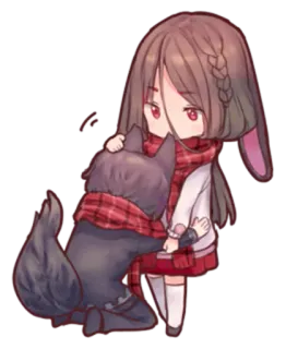 🤗 girl, animal, pet, cartoon, cute, friendship telegram sticker