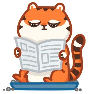 🚽 tiger, reading, newspaper, cartoon, animal telegram sticker