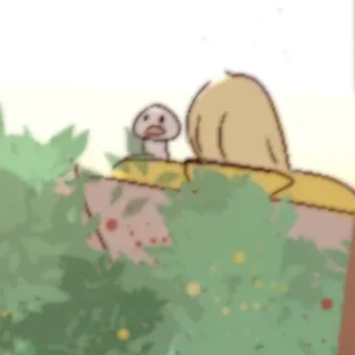🦢 champignon, buisson, plante, dessin animé whatsapp sticker