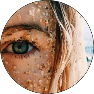 ✨ œil, visage, sable, plage, portrait, maquillage, cosmétiques telegram sticker