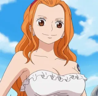 💵 Nami One Piece ナミ, ワンピース, アニメ, 漫画, 女性キャラクター, オレンジ髪, カートゥーン whatsapp sticker