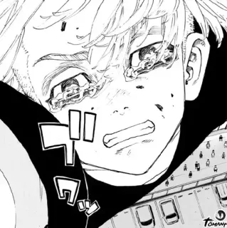 🗝 anime, manga, crying, sad, emotion, black and white, character telegram sticker
