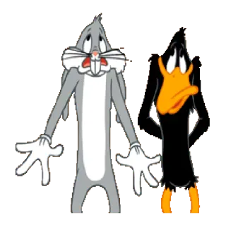 😕 Bugs Bunny and Daffy Duck Looney Tunes, мультфильм, смешной, персонажи, анимация, Warner Bros telegram sticker