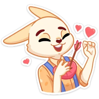 ❤️ coelho, animal, desenho animado, amor, coração, seta, fofo, emoji telegram sticker