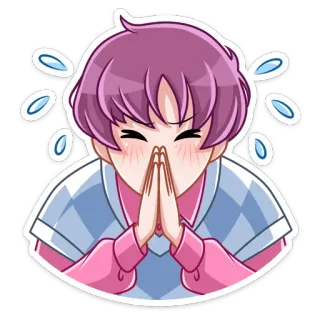 🙏 Anime, Chico, Lindo, Kawaii, Disculpa, Dibujo animado telegram sticker