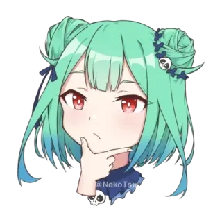 🤔 @NekoTsu アニメ, 漫画, かわいい, 考え中, キャラクター, アバター telegram sticker