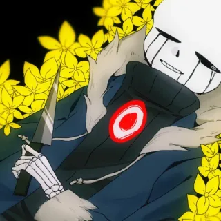 🌸 Killer Sans tueur, Sans, squelette, couteau, fleurs, Undertale telegram sticker