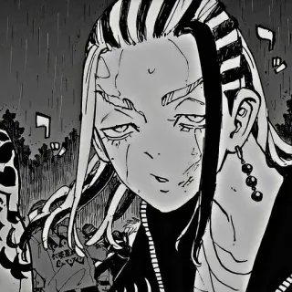 ☁ Hanemiya Kazutora Tokyo Revengers anime, manga, black and white, kazutora, tokyo revengers telegram sticker