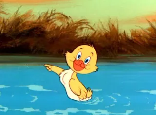 🖕 duck, cartoon, water, animal, cute, baby telegram sticker
