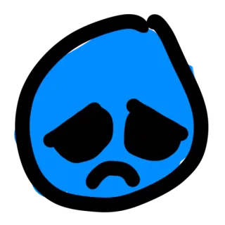 😔 грустный, синий, эмоция, лицо, персонаж, иконка telegram sticker