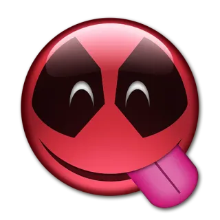 😋 Deadpool marvel, comics, antihero, emoji, red, tongue telegram sticker