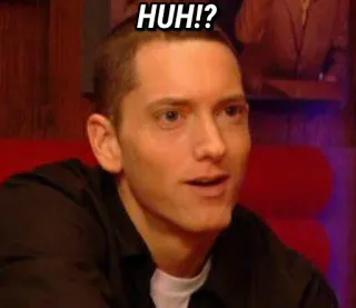 😄 Eminem HUH!? Eminem, hein ?, surprise, confus, mème telegram sticker