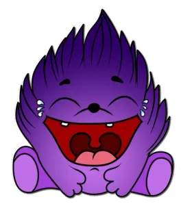 😏 Kreskówka, Fioletowy, Potwór, Śmiejący się, Zabawny, Słodki telegram sticker