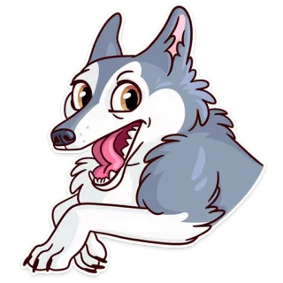 😃 lobo, animal, dibujos animados, feliz, mono whatsapp sticker