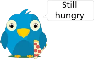 🍕 Still hungry pássaro, pizza, fome, desenho animado, comida, lanche telegram sticker