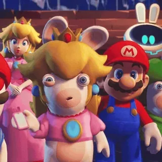 🫥 Mario nintendo, ubisoft, rabbids, mario, peach, crossover whatsapp sticker