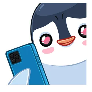 😍 Pinguin, Cartoon, Tier, niedlich, Handy, Selfie, Digitale Kunst, Sticker telegram sticker