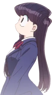 🧐 Komi Shouko Komi Can't Communicate 애니메이션, 교복, 귀여운, 코미 양은 커뮤증입니다, 코미 쇼코, 보라색 머리, 여고생 whatsapp sticker