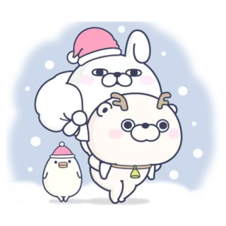 🎅 ウサギ, クマ, アヒル, クリスマス, 雪, 可愛い, 冬 telegram sticker