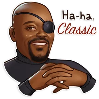 😀 Nick Fury Ha-ha, Classic marvel, nick fury, eye patch, classic, ha-ha, samuel l. jackson telegram sticker