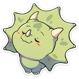 ⭐ dinosaure, tricératops, mignon, dessin animé, animal, autocollant telegram sticker