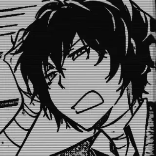 🌟 Anime, Manga, Postać, Portret, Skala szarości, Ilustracja telegram sticker