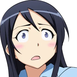 😧 Аниме, Манга, Мультфильм, Девушка, Выражение, Лицо, Милый telegram sticker