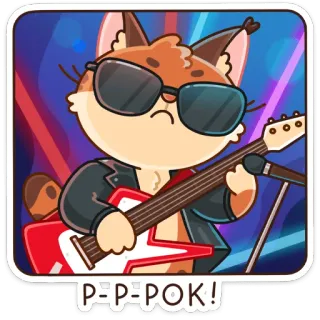 🤟 P=P=POK! Katze, Rock, Musik, Gitarre, Sänger whatsapp sticker