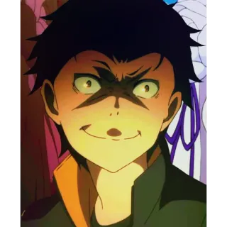 😈 Subaru Natsuki Re:Zero anime, male, grin, unhinged, crazy, subaru telegram sticker