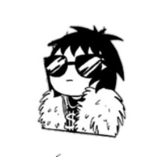 😎 Cartone animato, Occhiali da sole, Cappotto di pelliccia, Catena, Simbolo del dollaro, Stile telegram sticker
