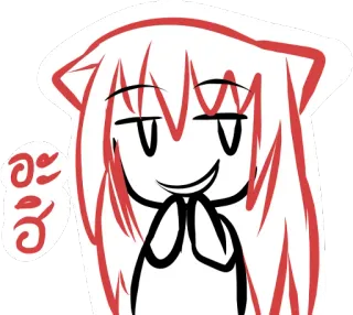 😏 อะฮะ 애니, 만화, 고양이 귀, 귀여움 telegram sticker