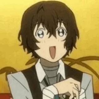 🤩 Osamu Dazai Bungo Stray Dogs Anime, Manga, BSD, Lindo, Feliz whatsapp sticker