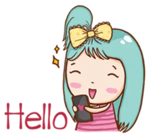 📱 Hello Gruß, Hallo, Mädchen, Cartoon, Süß telegram sticker