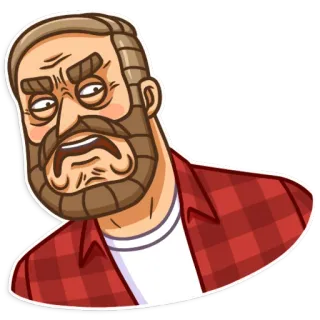 😒 pria, wajah, emosi, ekspresi, kartun, stiker, flanel telegram sticker