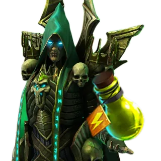 🎁 skeleton, skull, magic, fantasy, mage, undead, potion, green whatsapp sticker