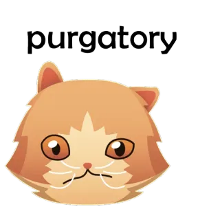 🐱 purgatory gato, purgatório, laranja, animal, desenho animado, meme telegram sticker